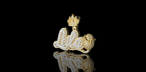 14K 2 TONE YELLOW AND WHITE GOLD DOUBLE LAYER CUSTOM "lEILA" STYLE DIAMOND PENDANT