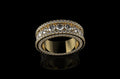 14K YELLOW GOLD CUSTOM MADE MENS 3D 3 ROW JUMBO DIAMOND ETERNITY BAND PROFILE DIAMONDS