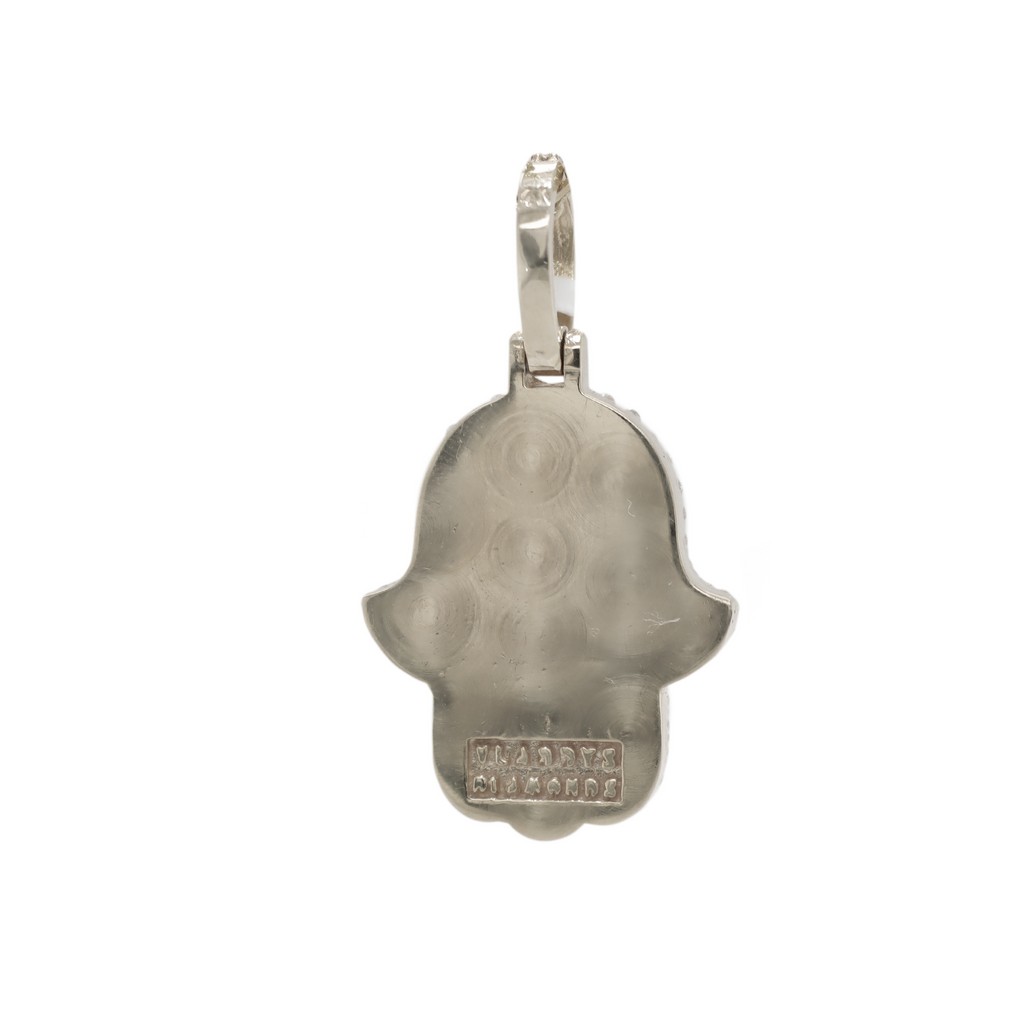 Small Hamsa Diamond White Gold Pendant 1.56ct