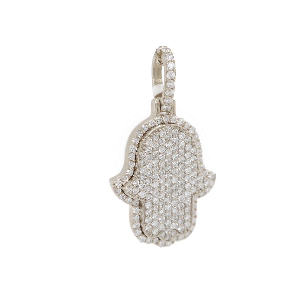 Small Hamsa Diamond White Gold Pendant 1.56ct