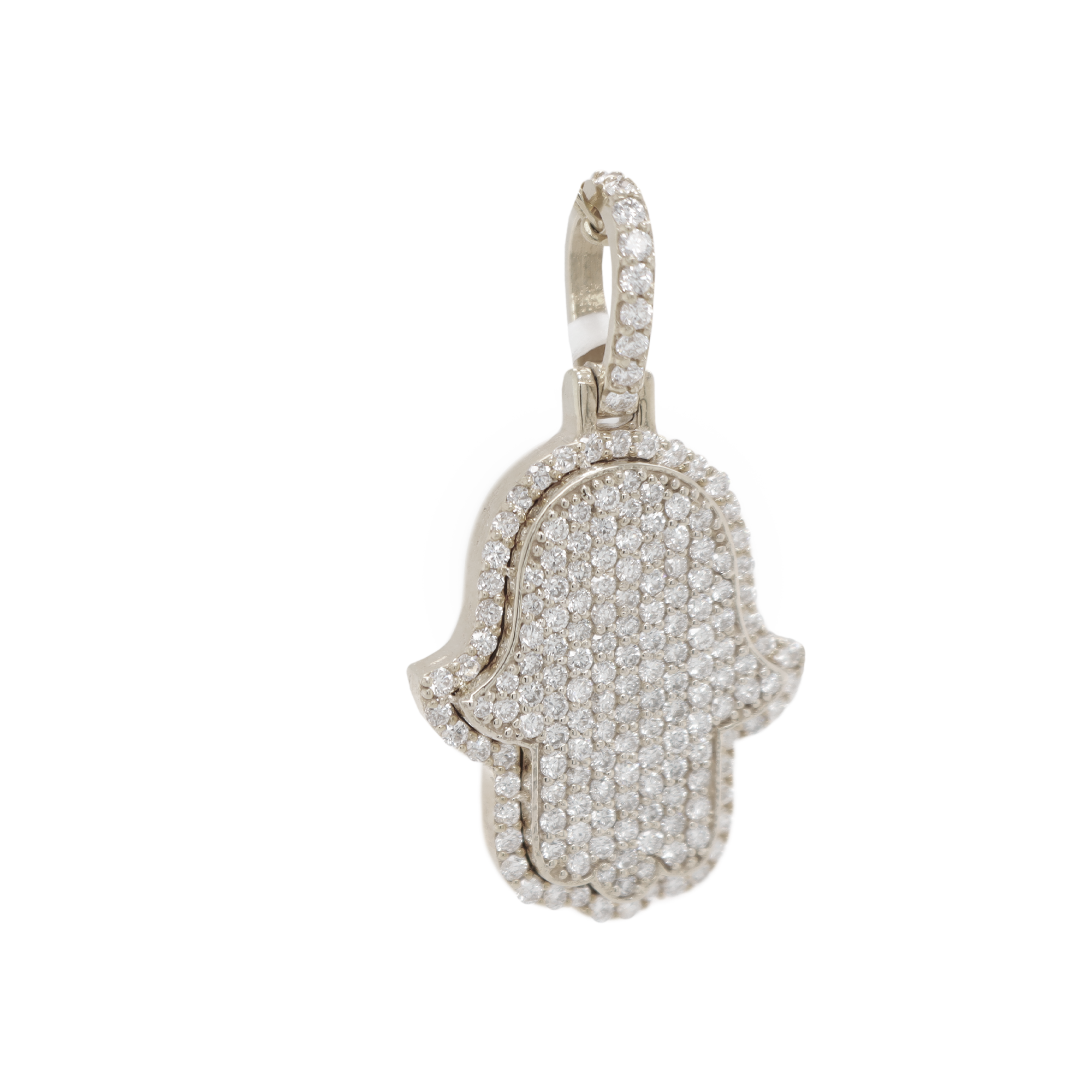 Small Hamsa Diamond White Gold Pendant 1.56ct