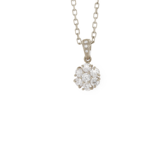 Cluster Diamond White Gold Pendant 1 CT With Chain
