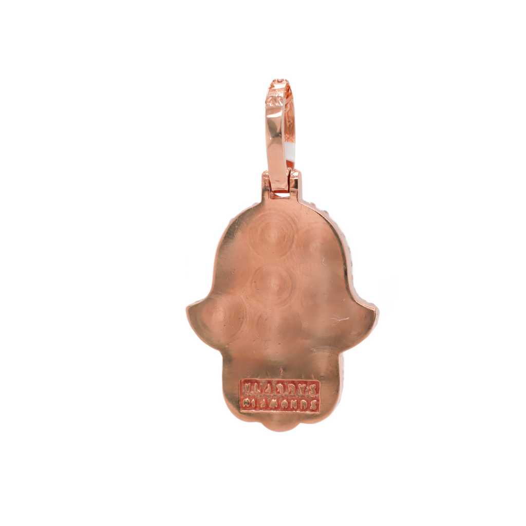 Small Hamsa Diamond Rose Gold Pendant 1.56ct