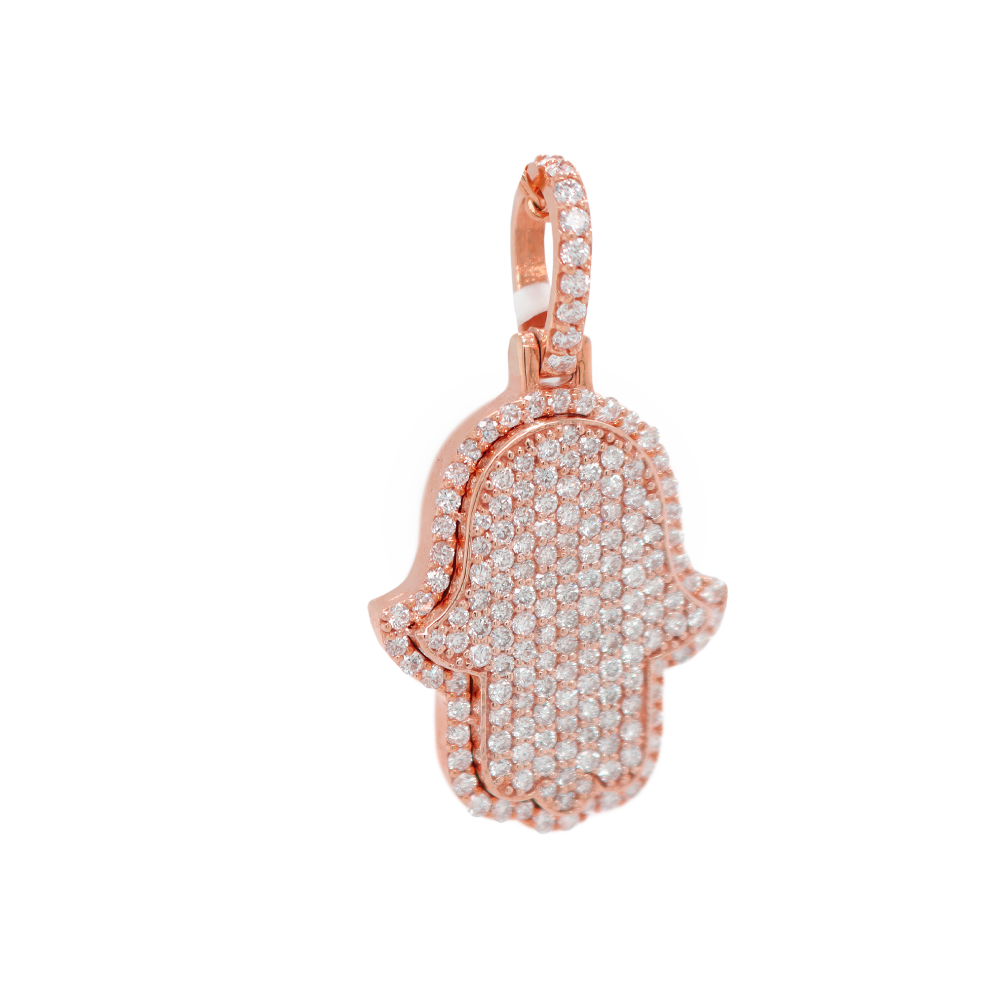 Small Hamsa Diamond Rose Gold Pendant 1.56ct