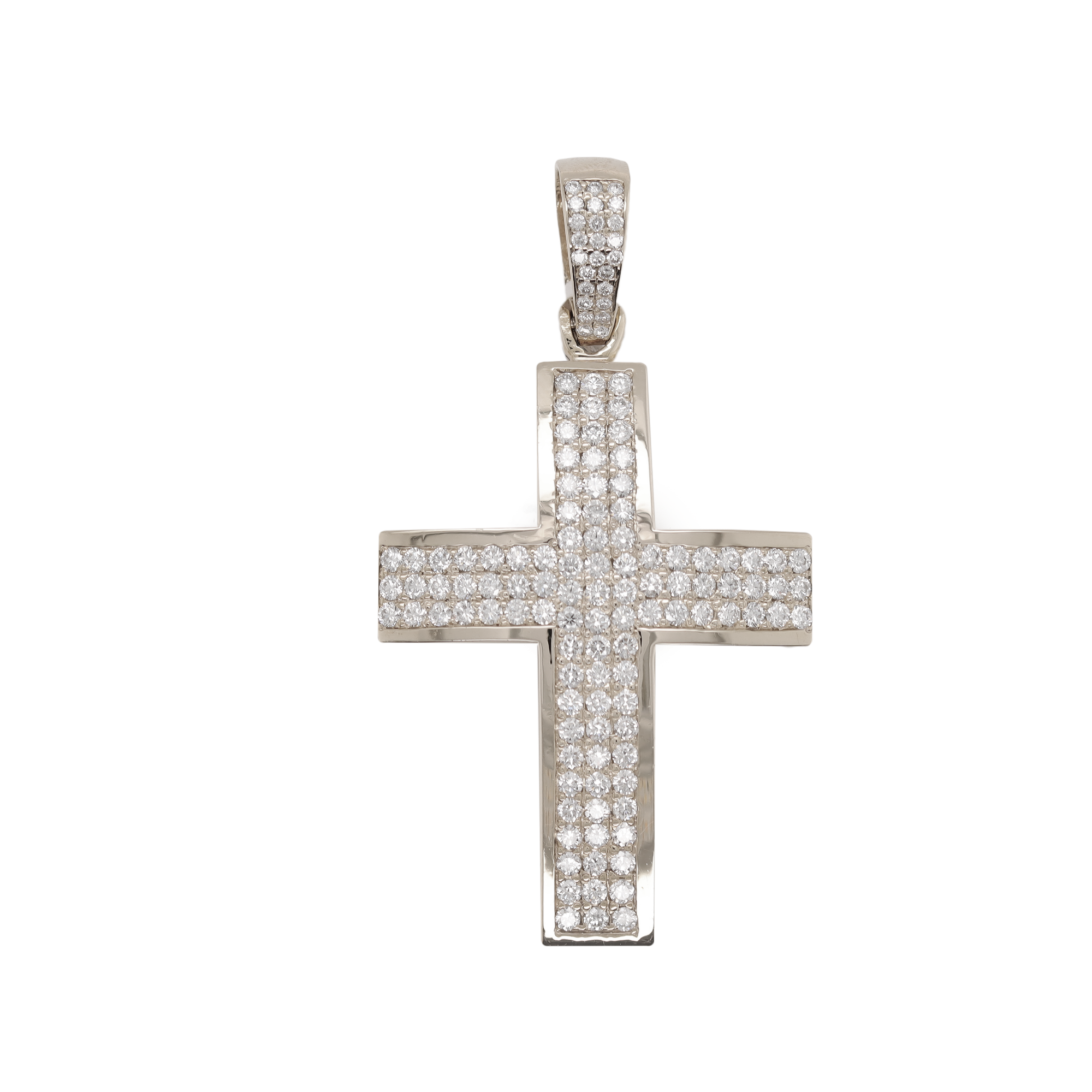 Large Cross Diamond White Gold Pendant 2.90 CT