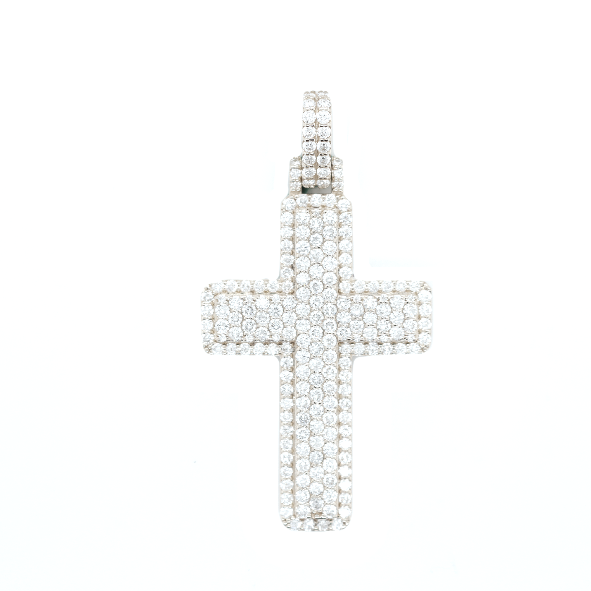 Large Cross Diamond White Gold Pendant 4.01 CT