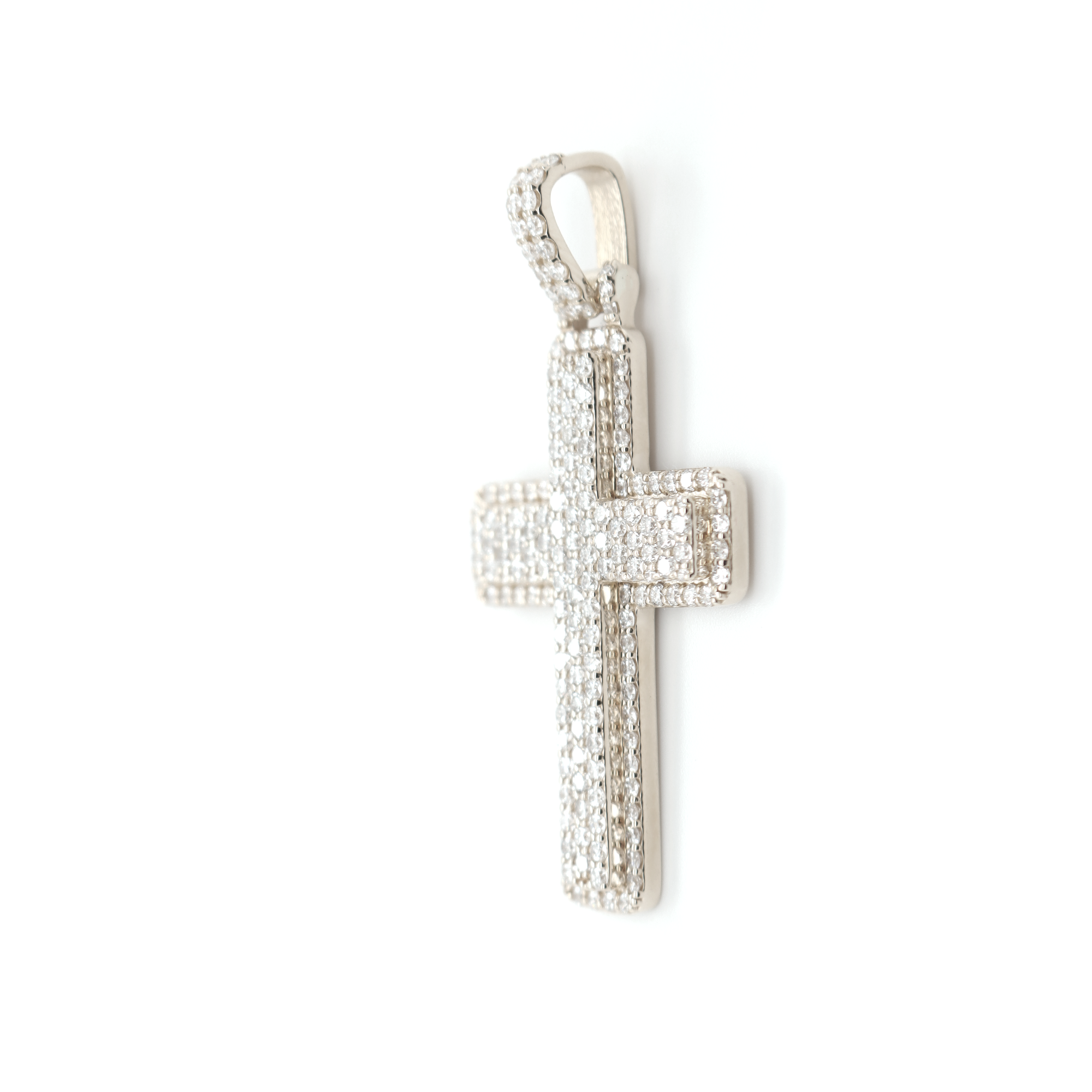 Large Cross Diamond White Gold Pendant 4.01 CT