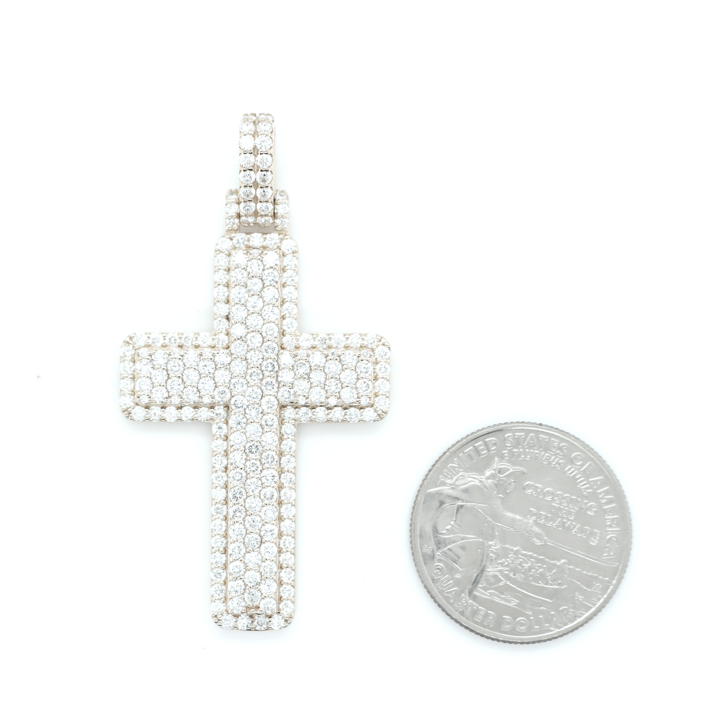 Large Cross Diamond White Gold Pendant 4.01 CT