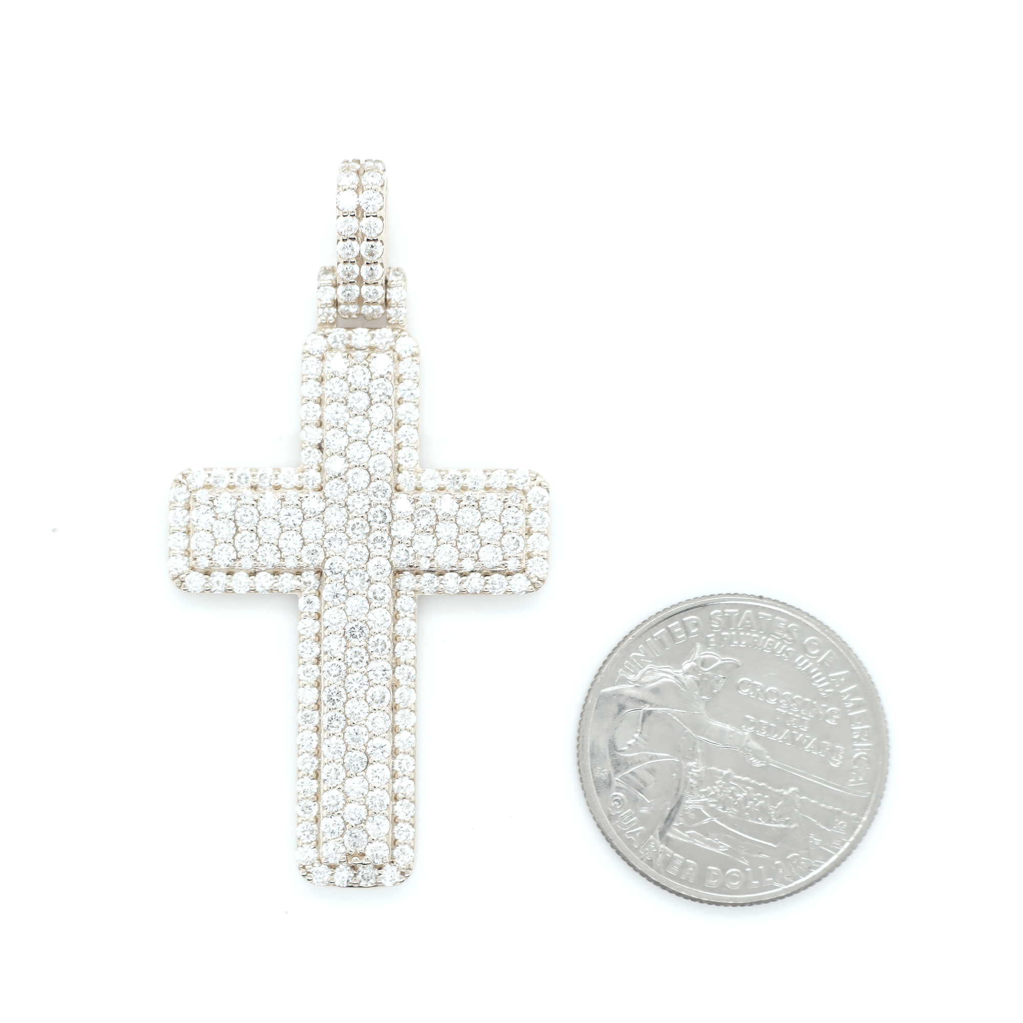 Large Cross Diamond White Gold Pendant 4.01 CT