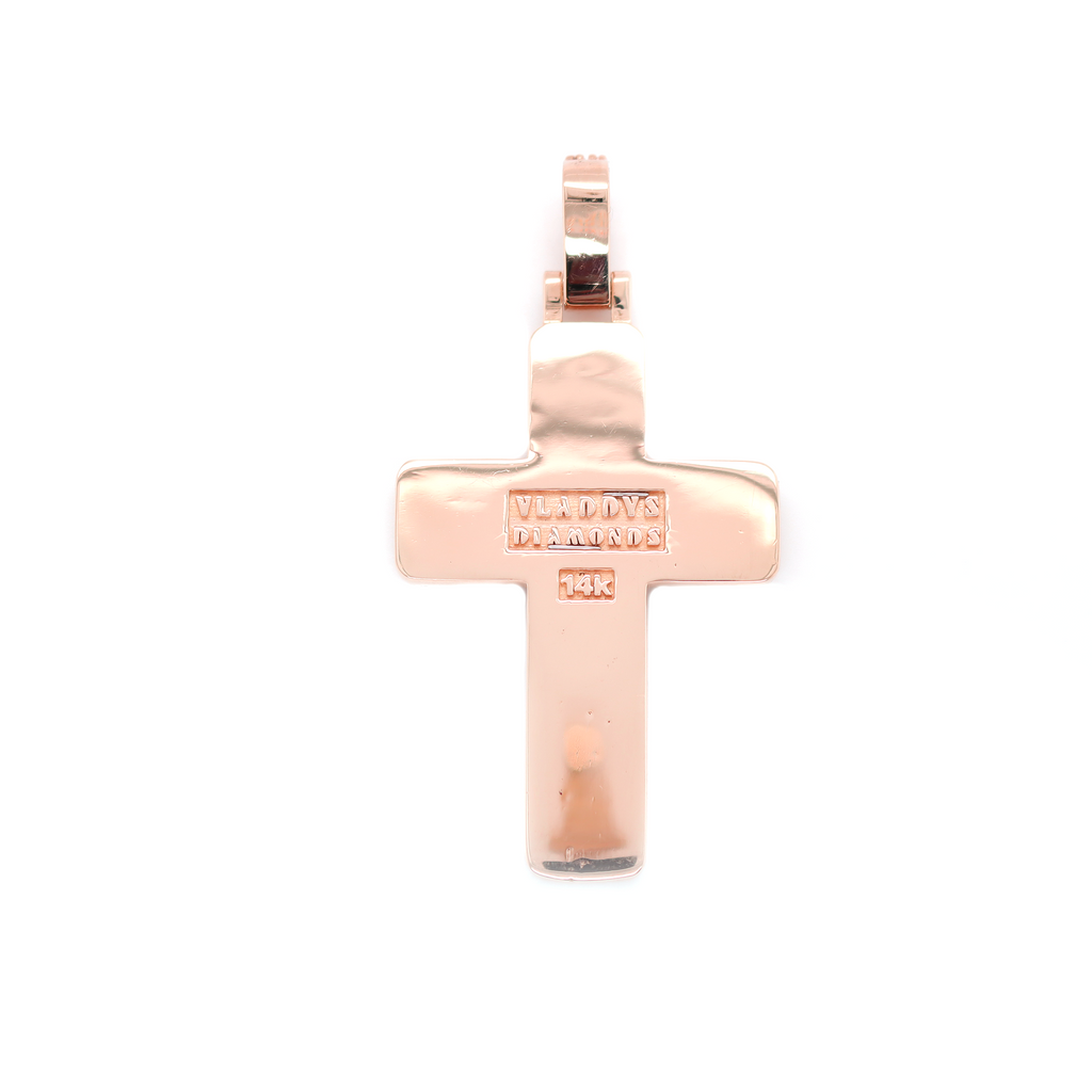 Large Cross Diamond Rose Gold Pendant 4.01 CT