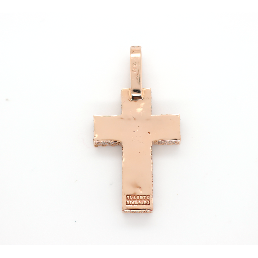 Cross Diamond Rose Gold Pendant B-4.14 CT R-1.20 CT