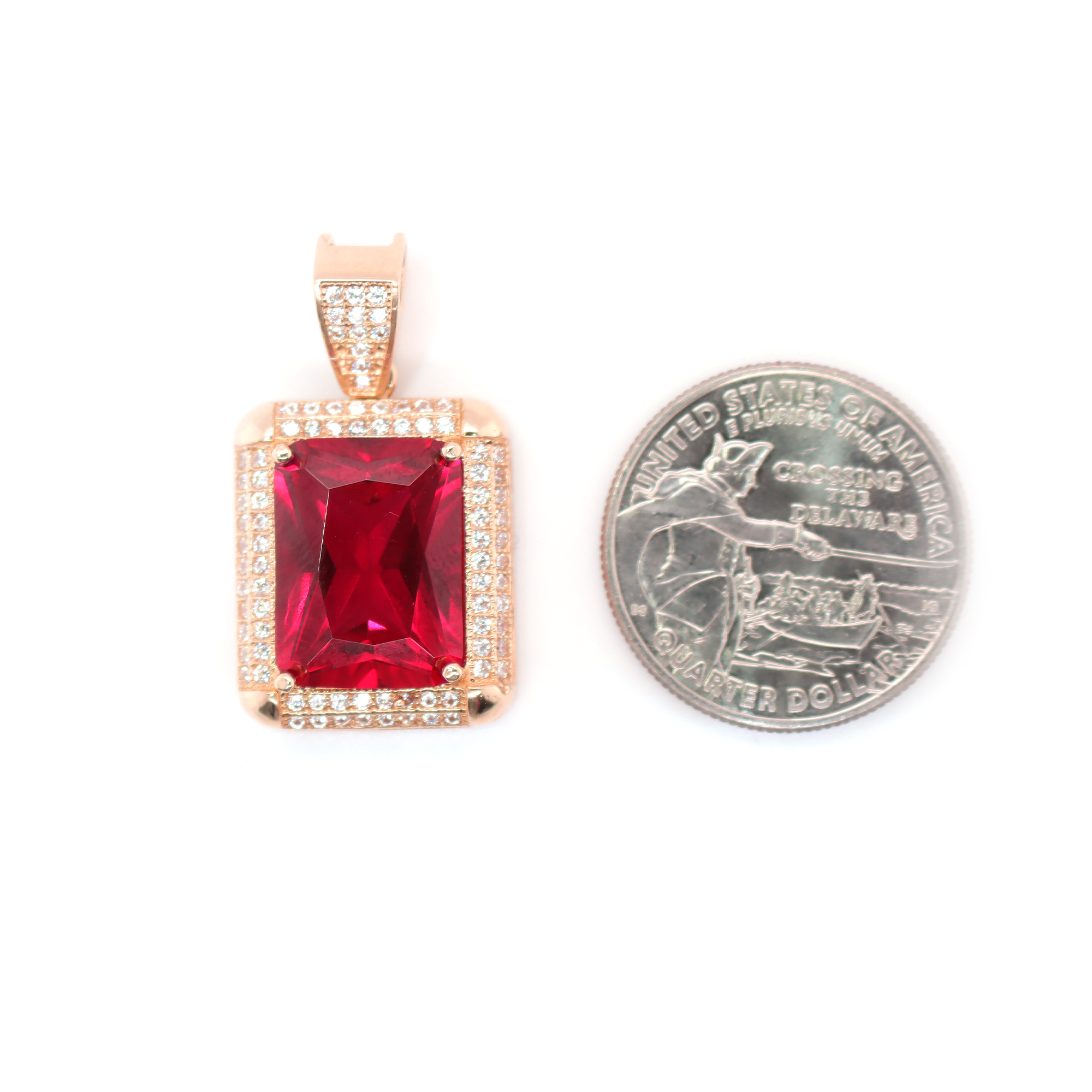 Square Diamond Rose Gold Pendant 1.20 CT