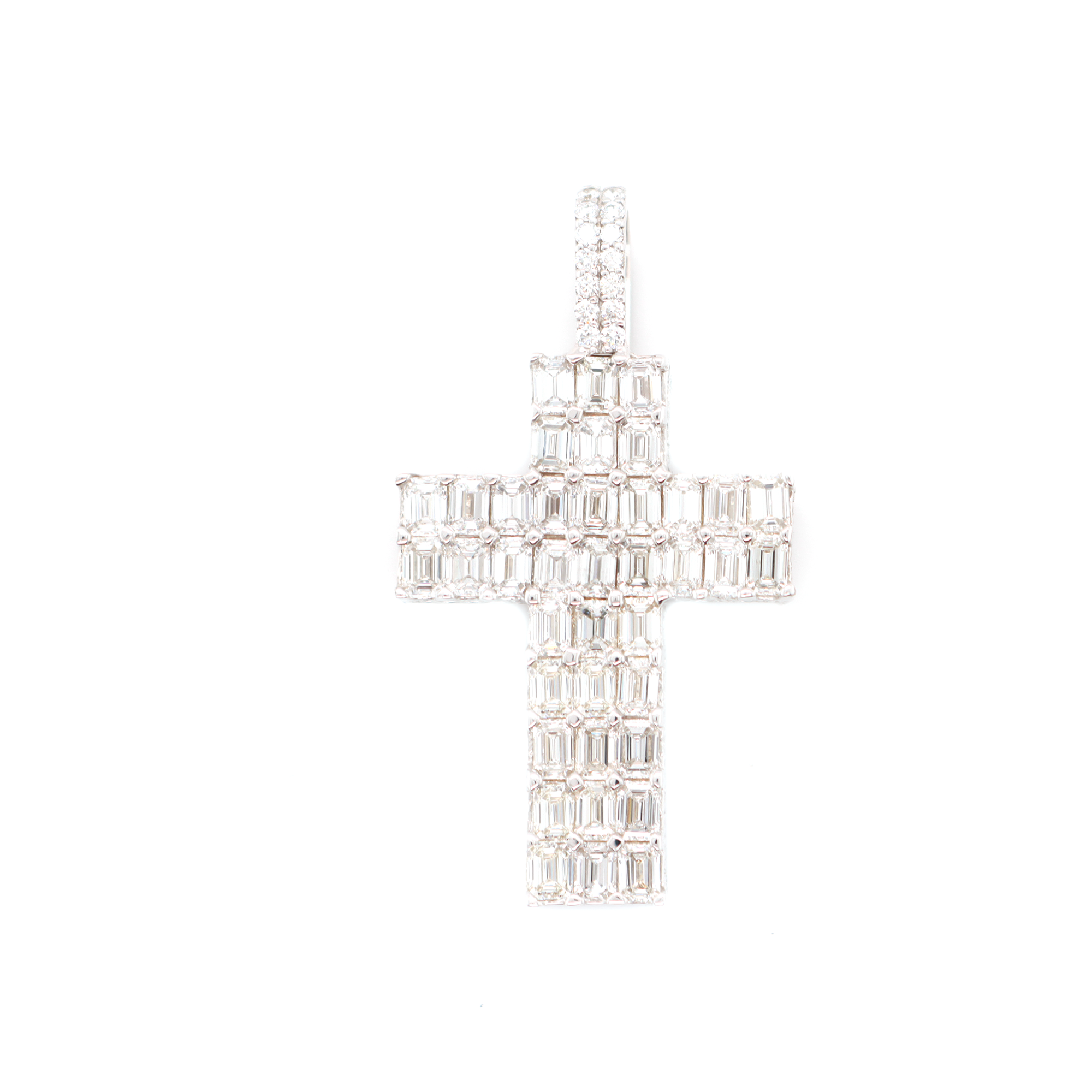Cross Diamond White Gold Pendant B-4.14 CT R-1.20 CT
