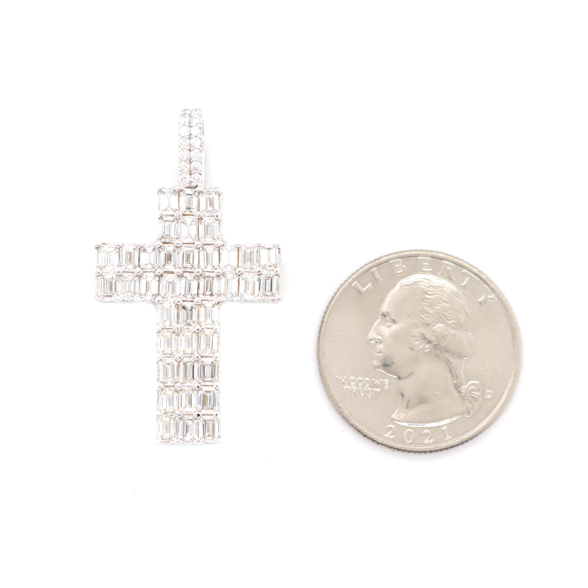 Cross Diamond White Gold Pendant B-4.14 CT R-1.20 CT