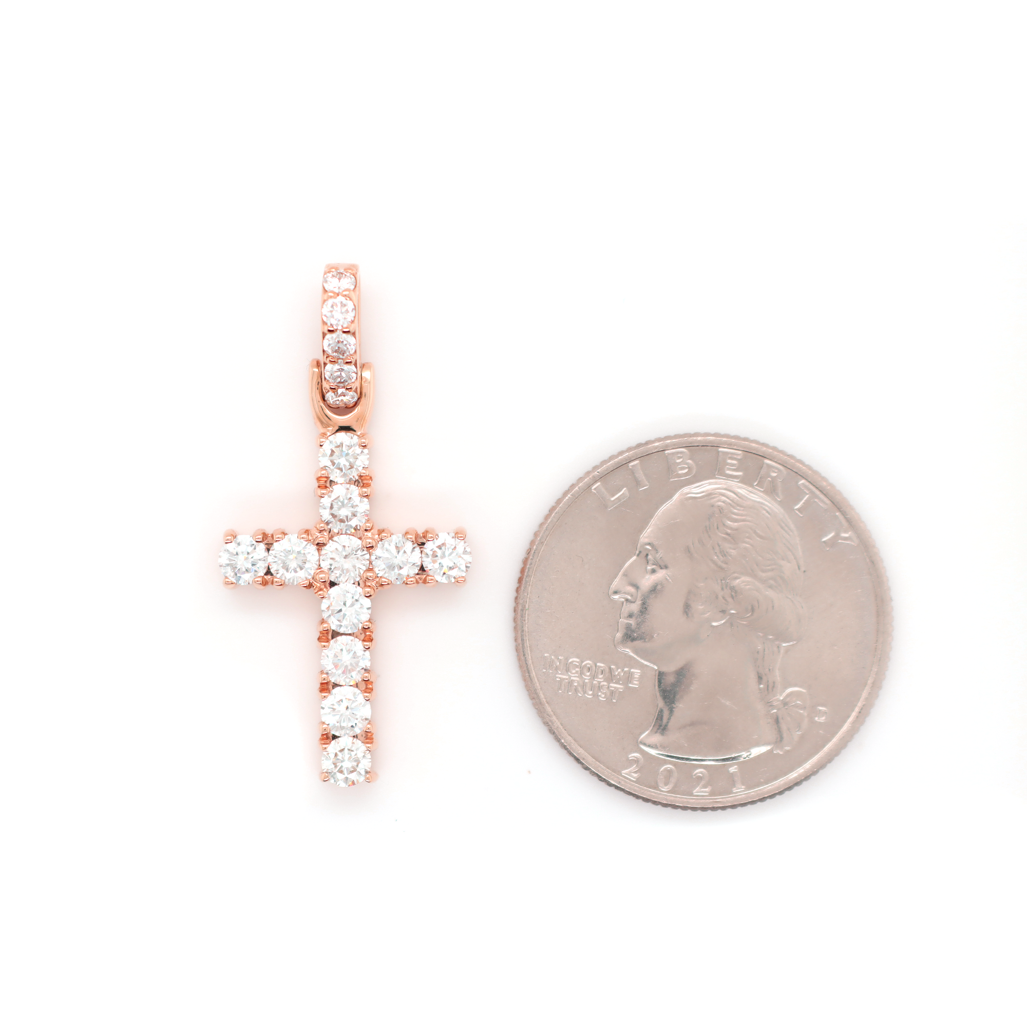 Small Diamond Cross Rose Gold Pendant 1.50 CT