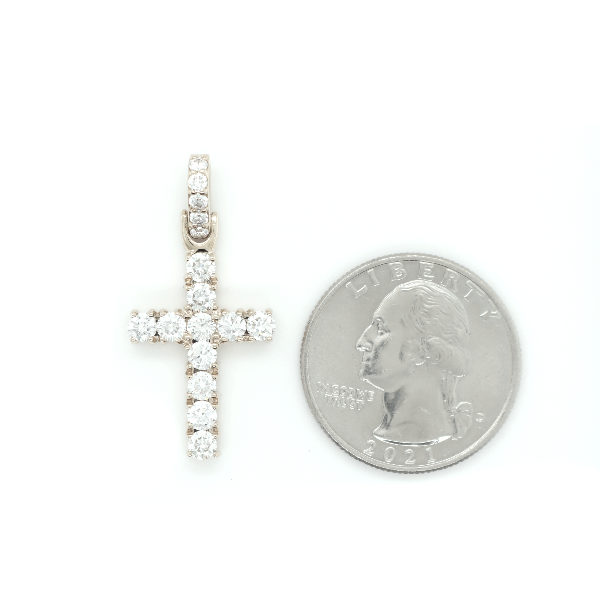 Small Diamond Cross White Gold Pendant 1.50 CT