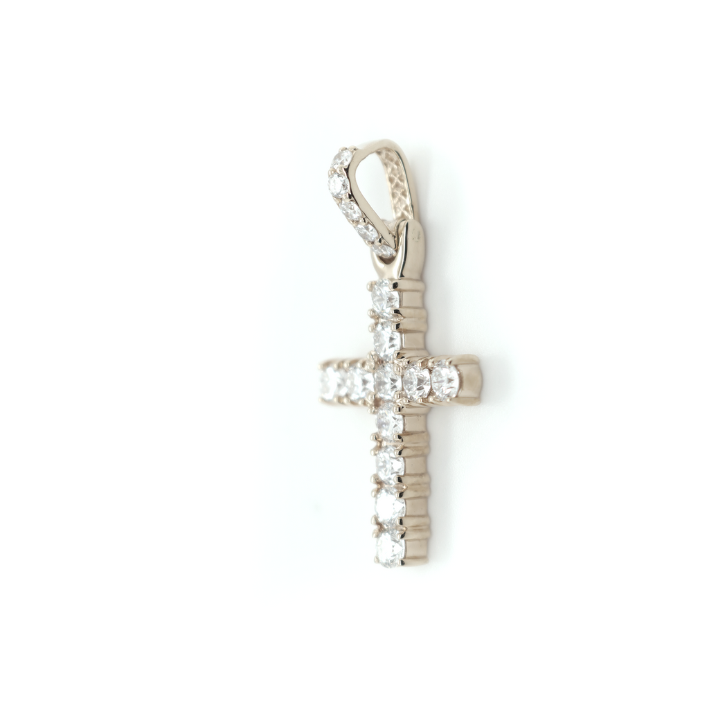 Small Diamond Cross White Gold Pendant 1.50 CT