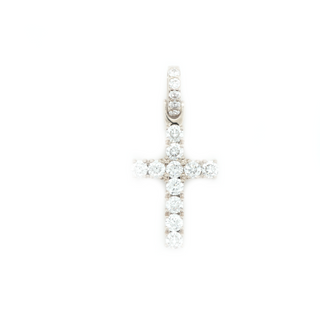 Small Diamond Cross White Gold Pendant 1.50 CT