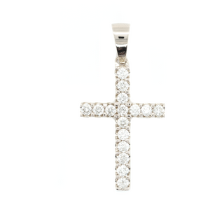 Large Diamond Cross White Gold Pendant 1.76 CT