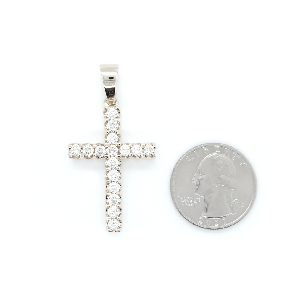 Large Diamond Cross White Gold Pendant 1.76 CT
