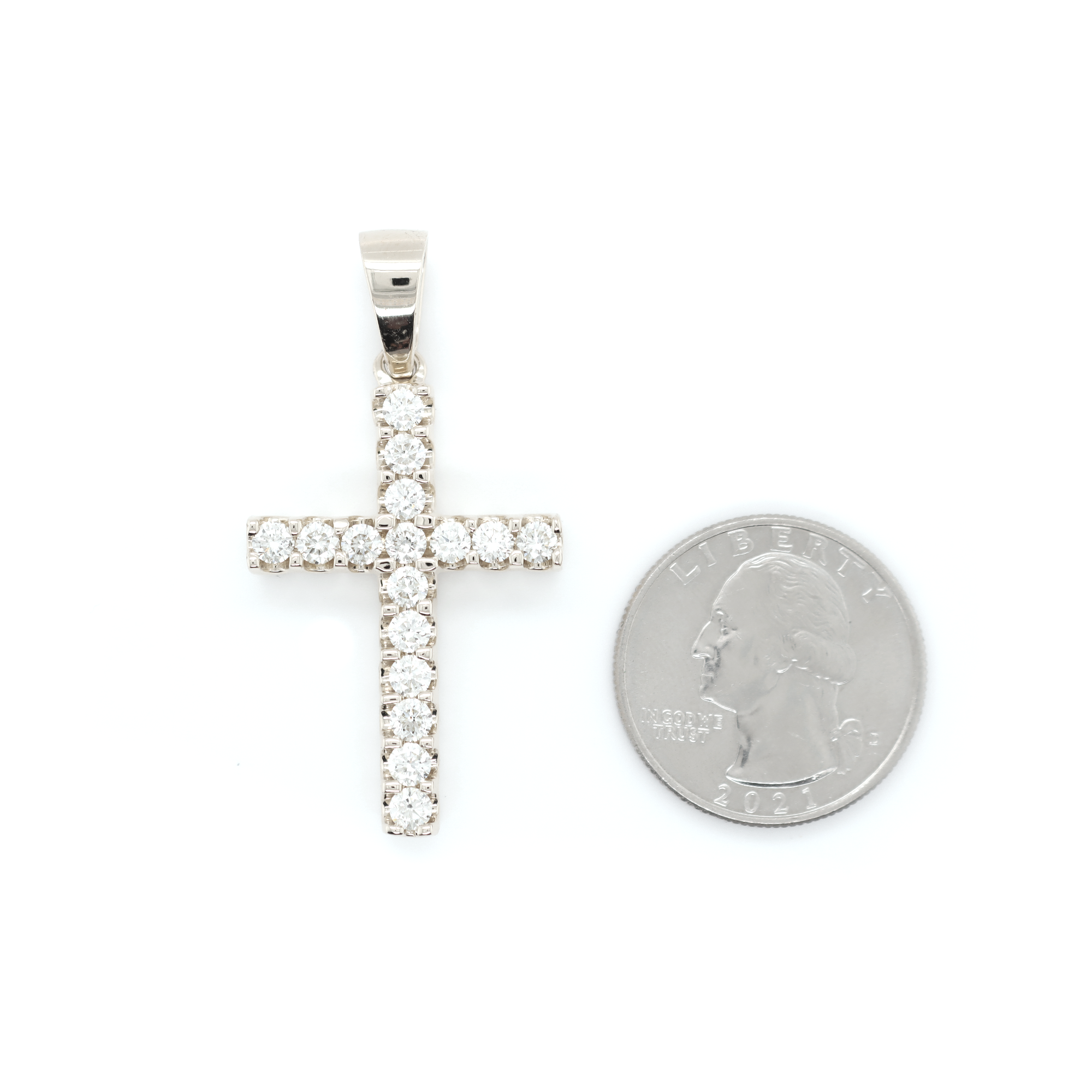 Large Diamond Cross White Gold Pendant 1.76 CT