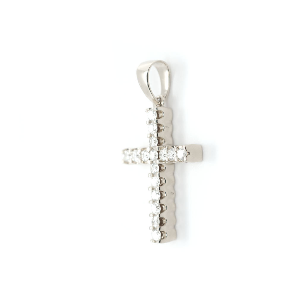 Large Diamond Cross White Gold Pendant 1.76 CT