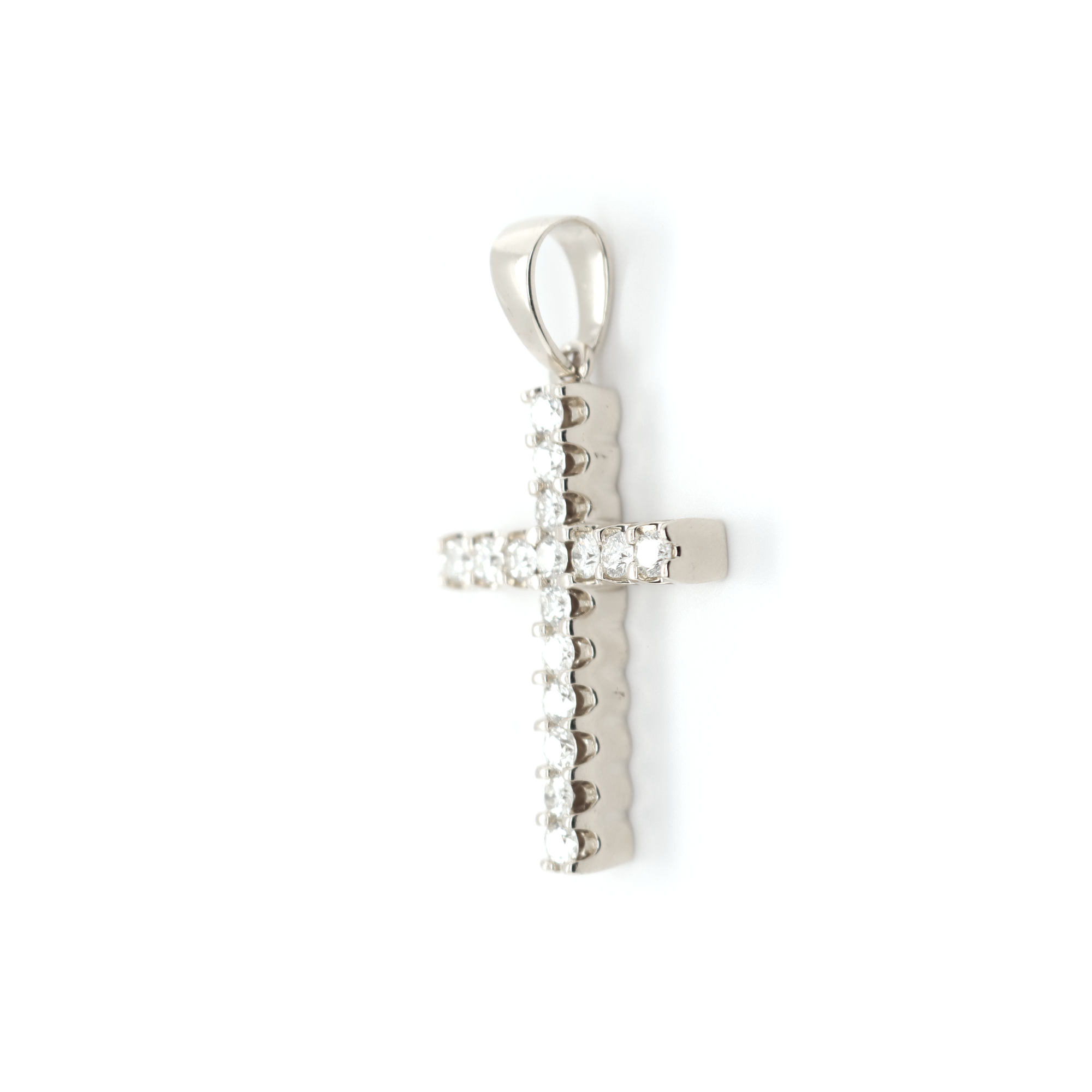 Large Diamond Cross White Gold Pendant 1.76 CT