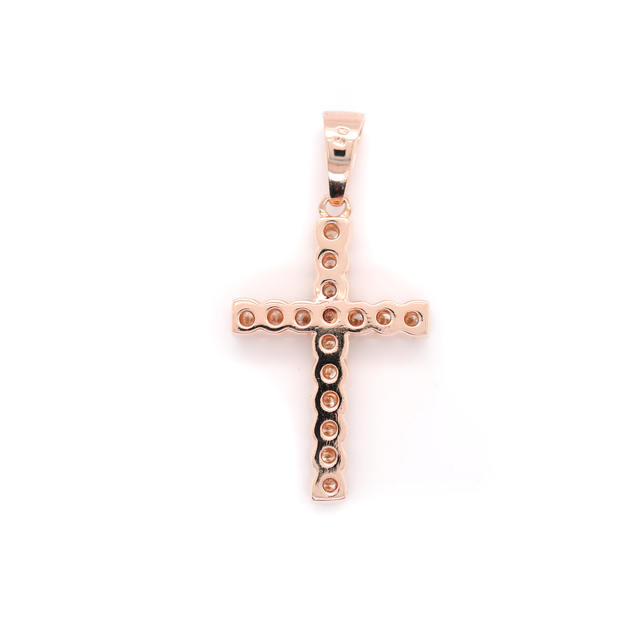 Large Diamond Cross Rose Gold Pendant 1.76 CT