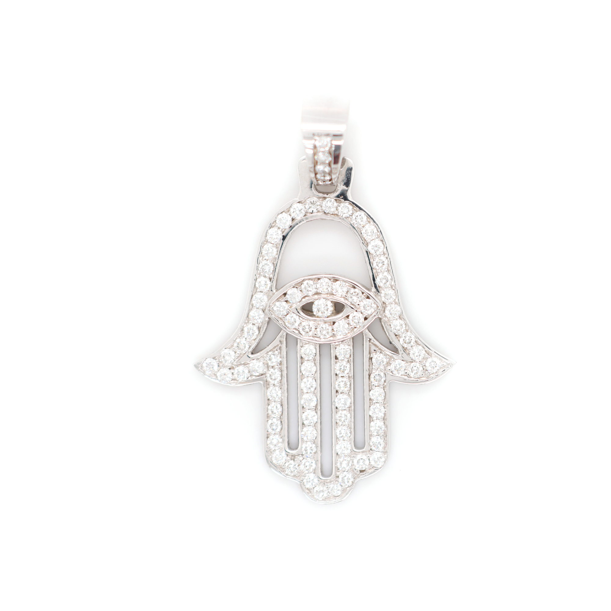 Outlined Hamsa Hand Diamond Pendant 1.80 CT