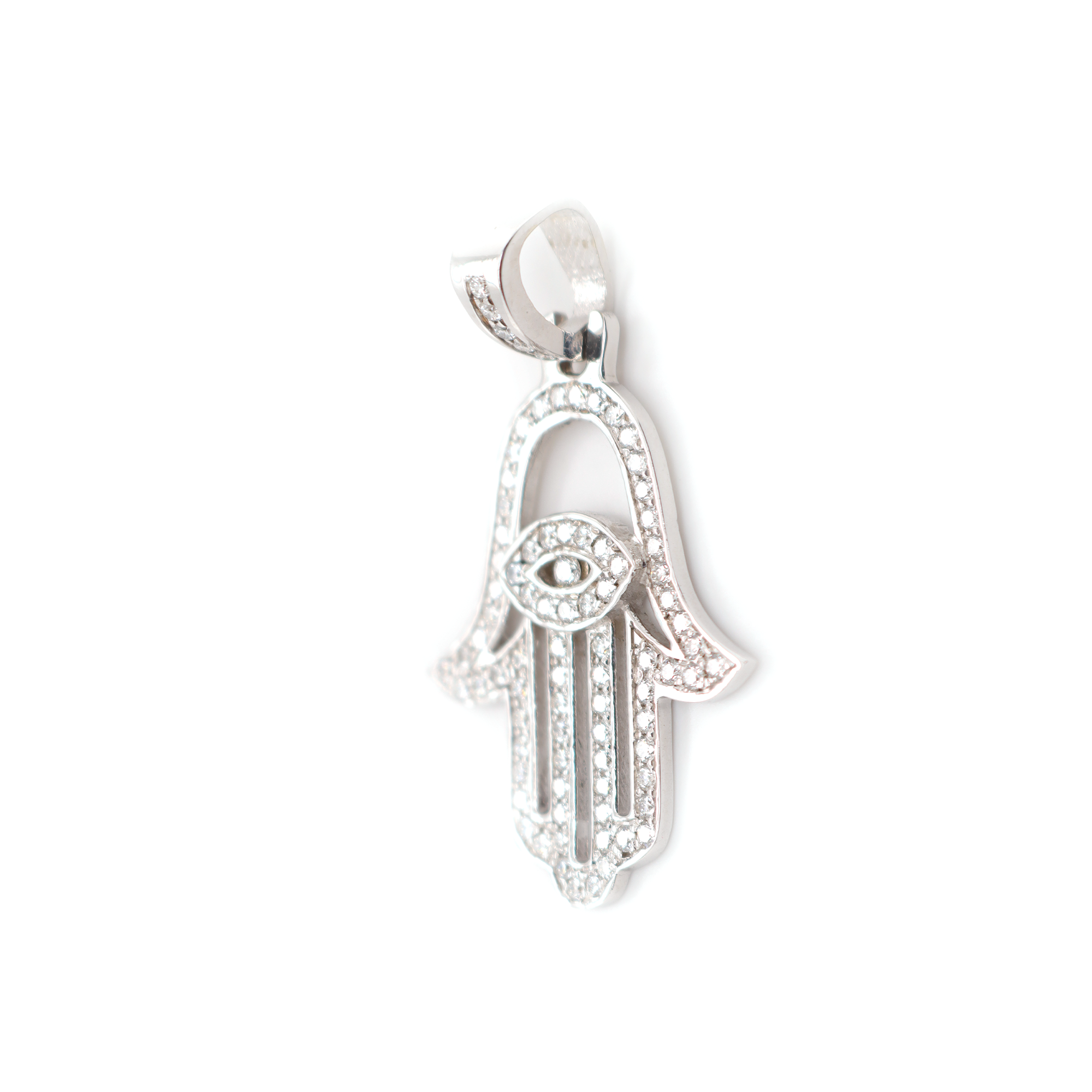 Outlined Hamsa Hand Diamond Pendant 1.80 CT