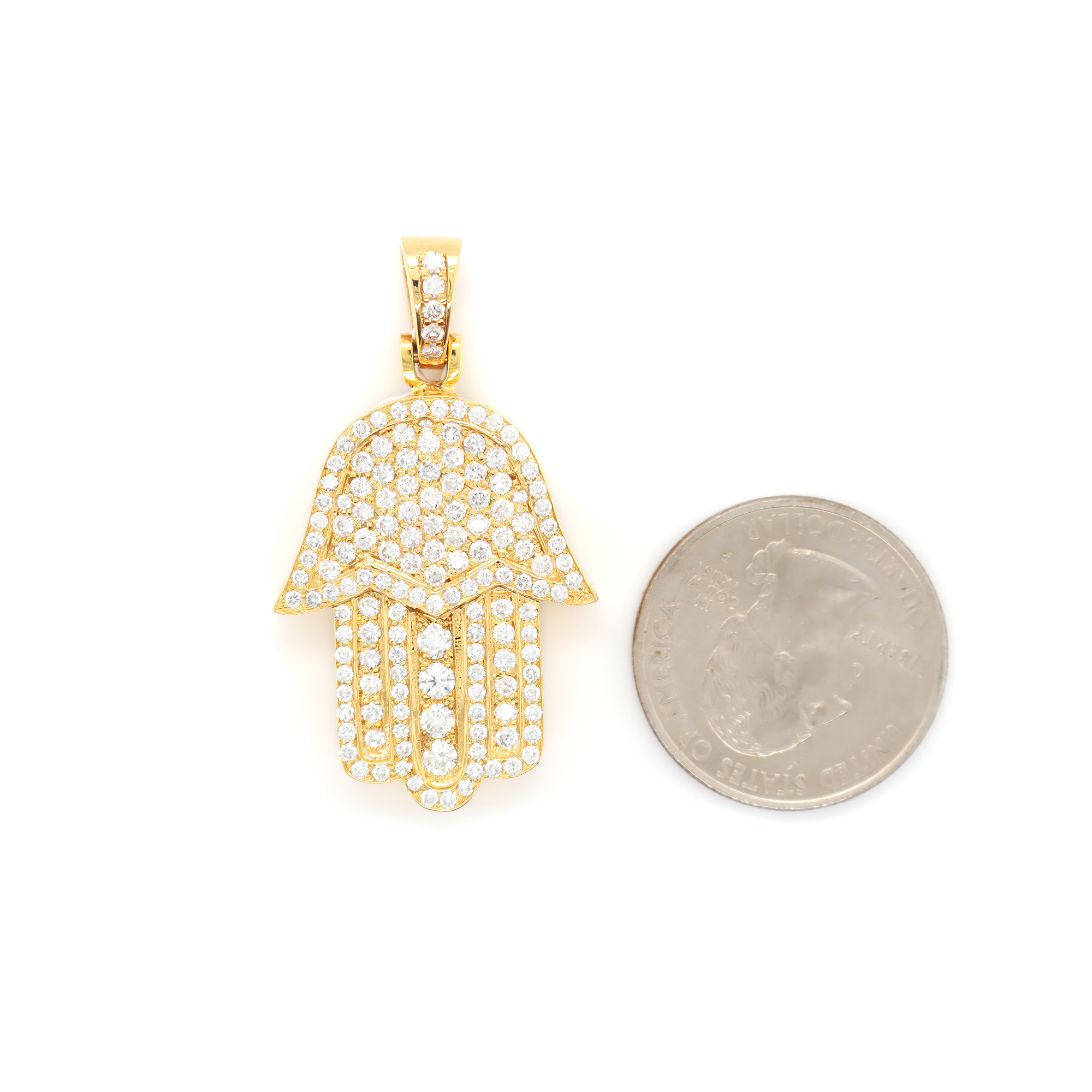 Hamsa Hand Diamond Pendant 2.52 CT