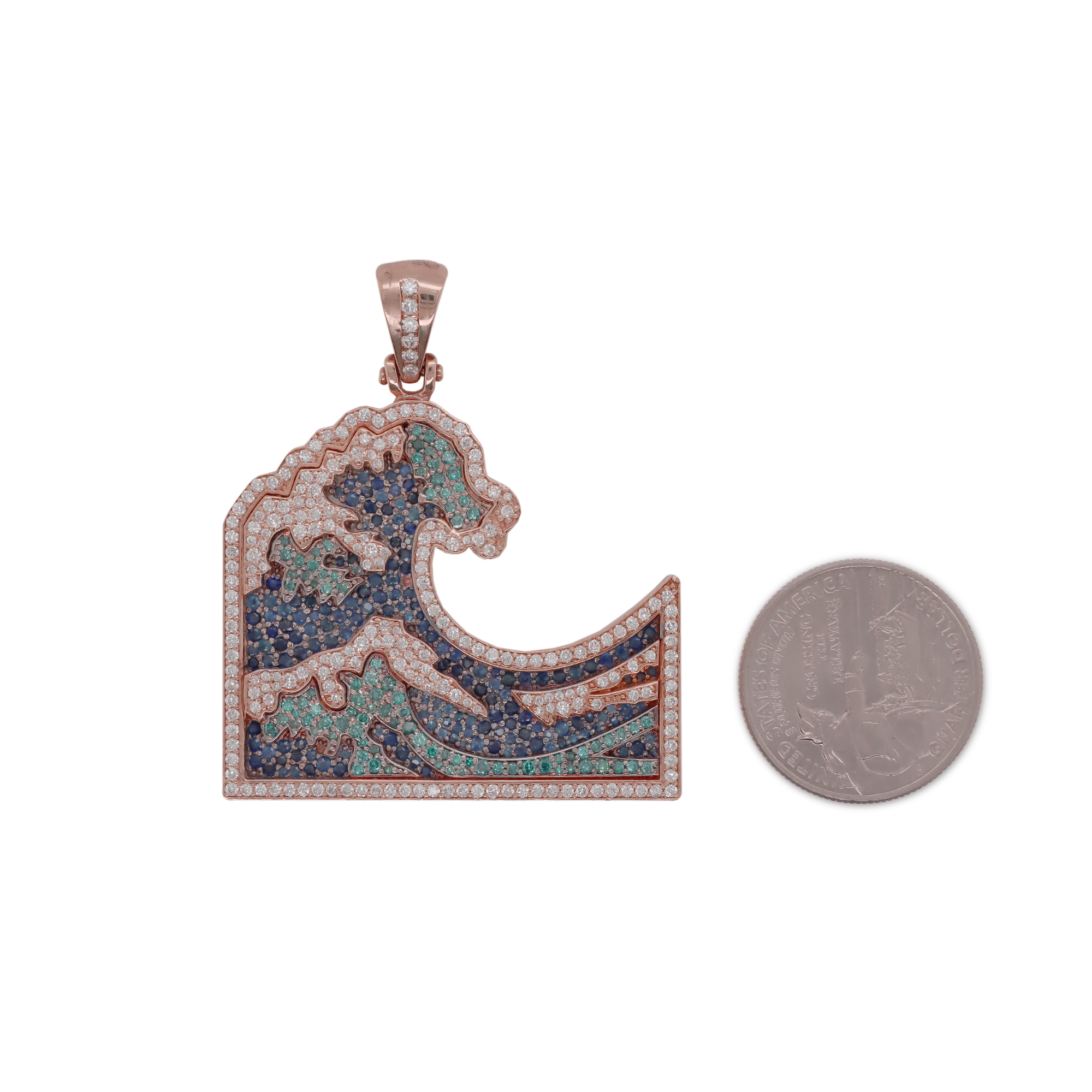 Diamond Wave Rose Gold Pendant 2.07 CT