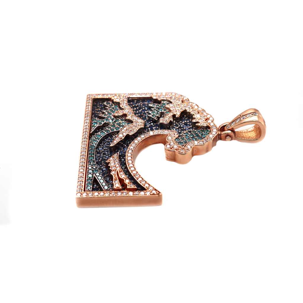 Diamond Wave Rose Gold Pendant 2.07 CT