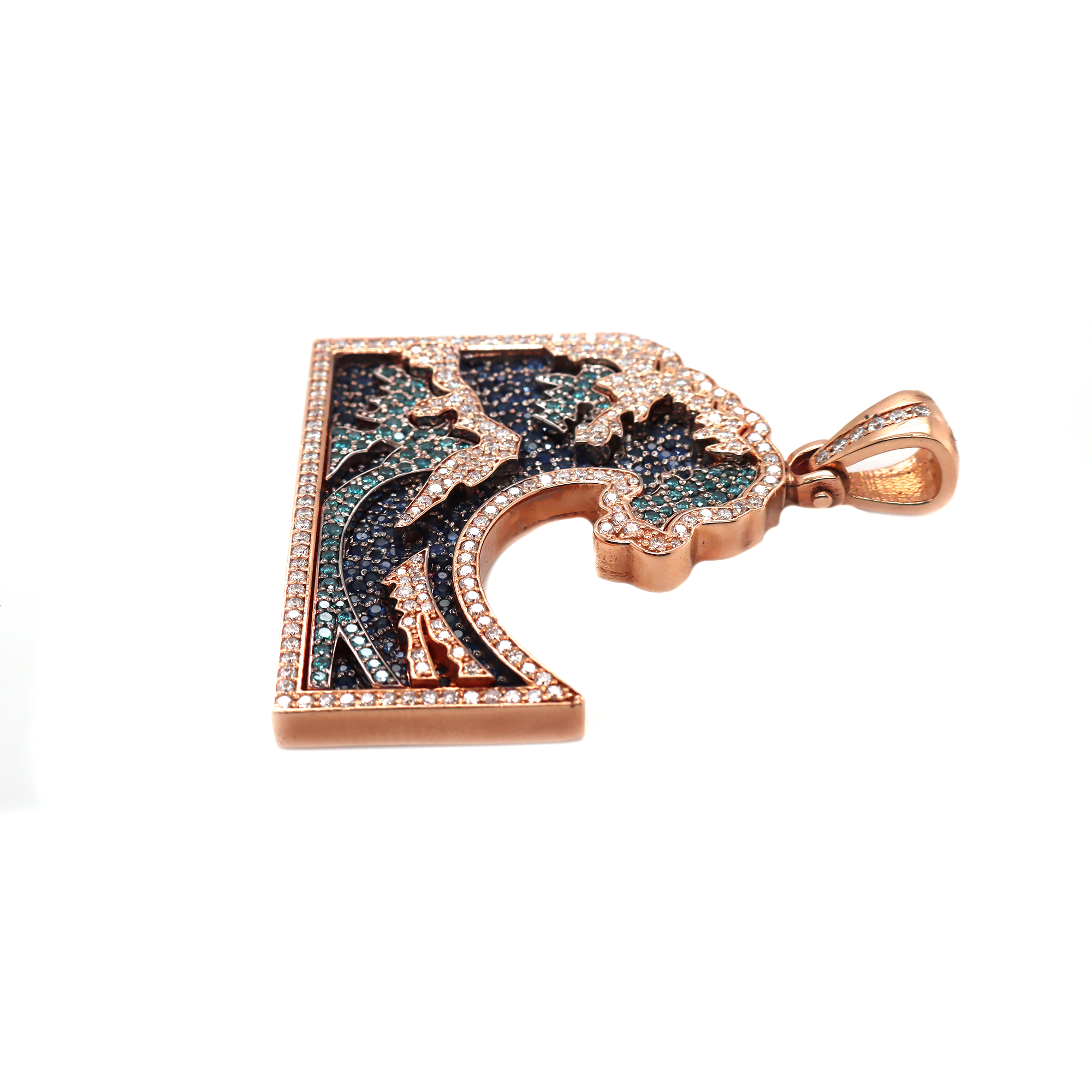 Diamond Wave Rose Gold Pendant 2.07 CT