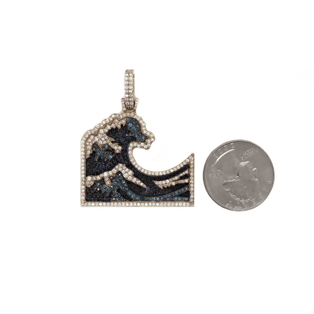 Small Diamond Wave White Gold Pendant 2.00 CT