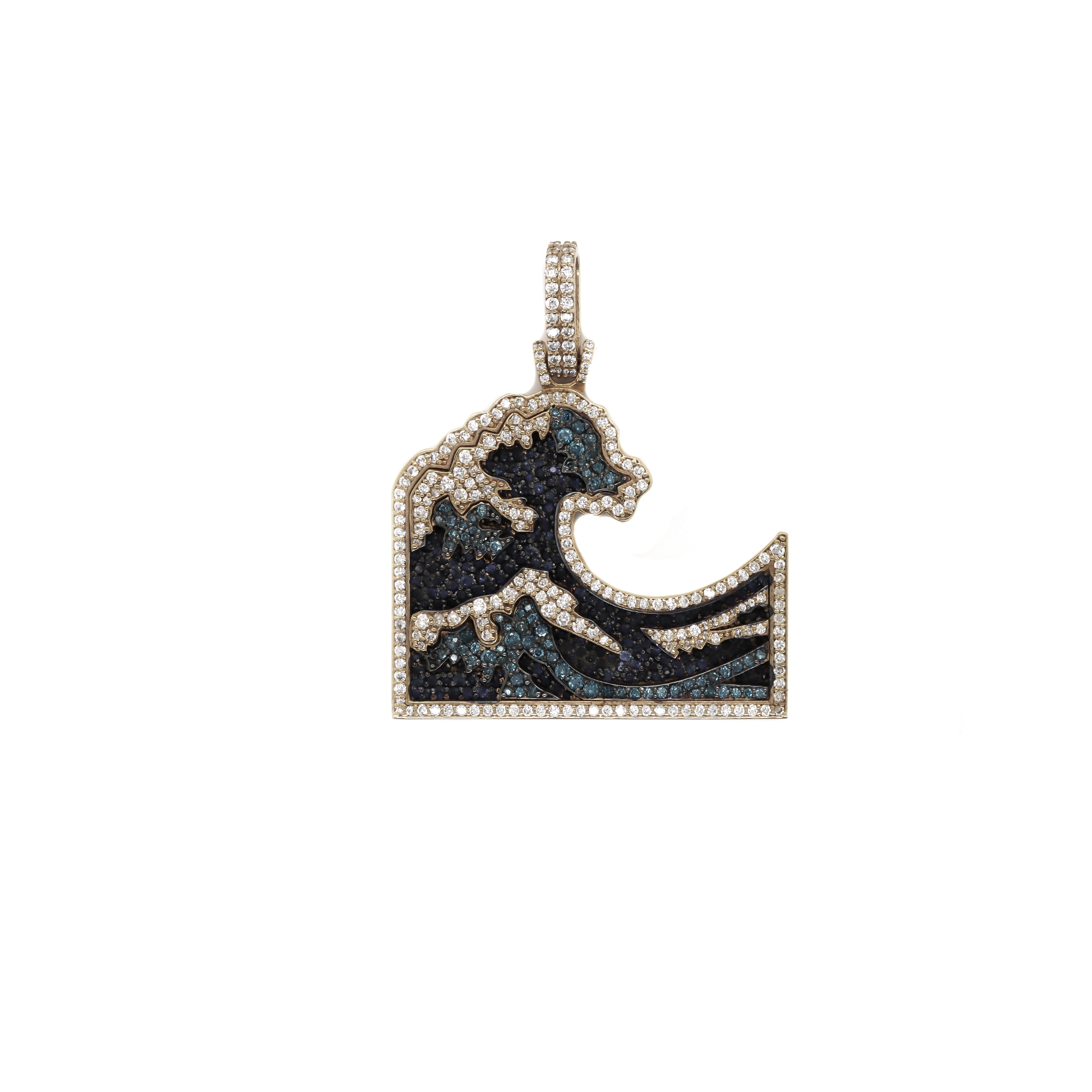 Small Diamond Wave White Gold Pendant 2.00 CT