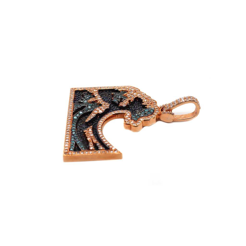 Small Diamond Wave Rose Gold Pendant 2.00 CT