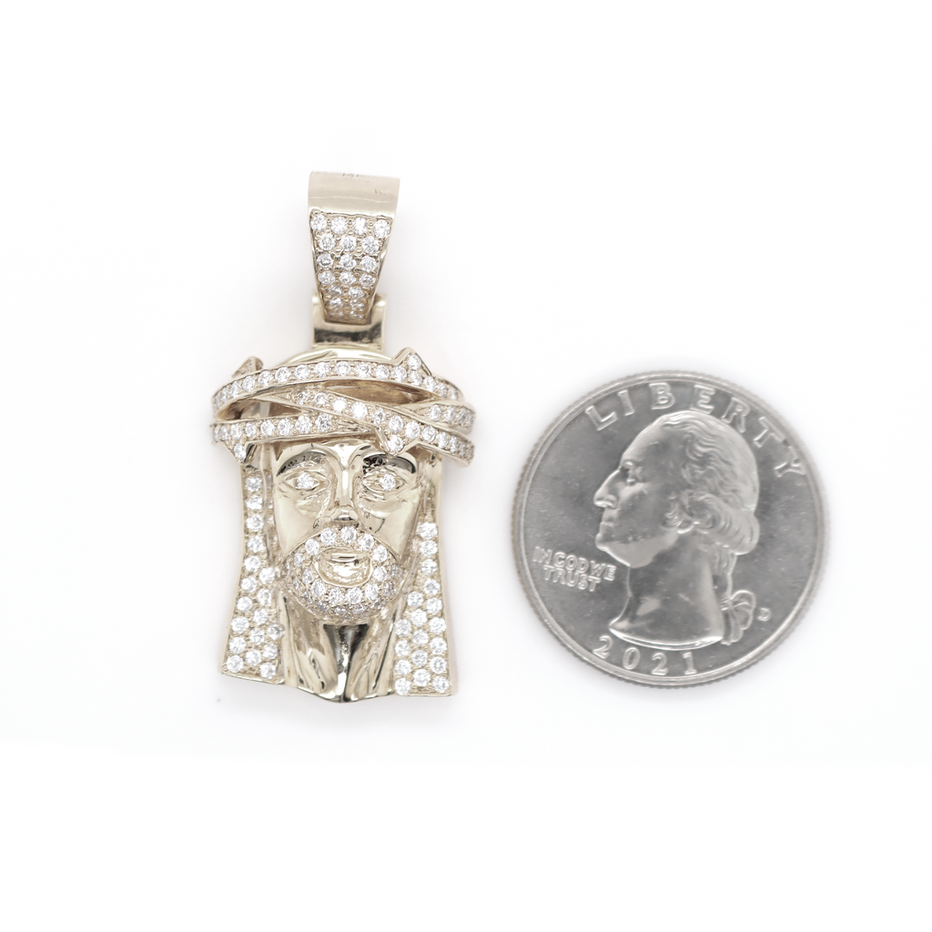 Small Jesus Diamond White Gold Pendant 1.19 CT