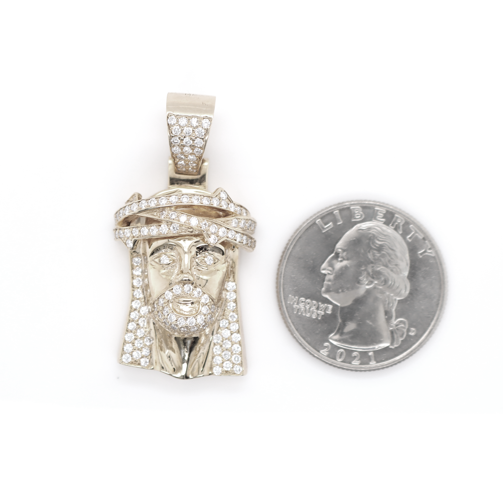 Small Jesus Diamond White Gold Pendant 1.19 CT