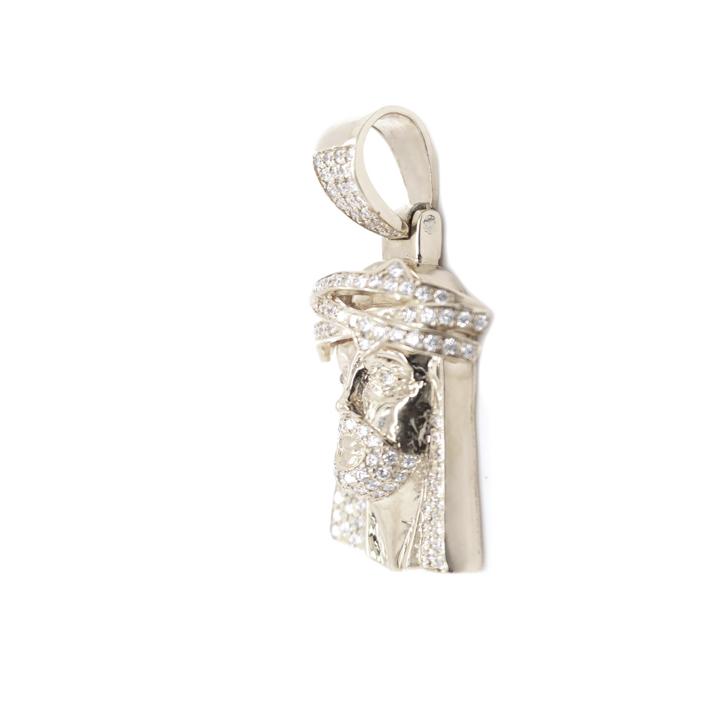 Small Jesus Diamond White Gold Pendant 1.19 CT