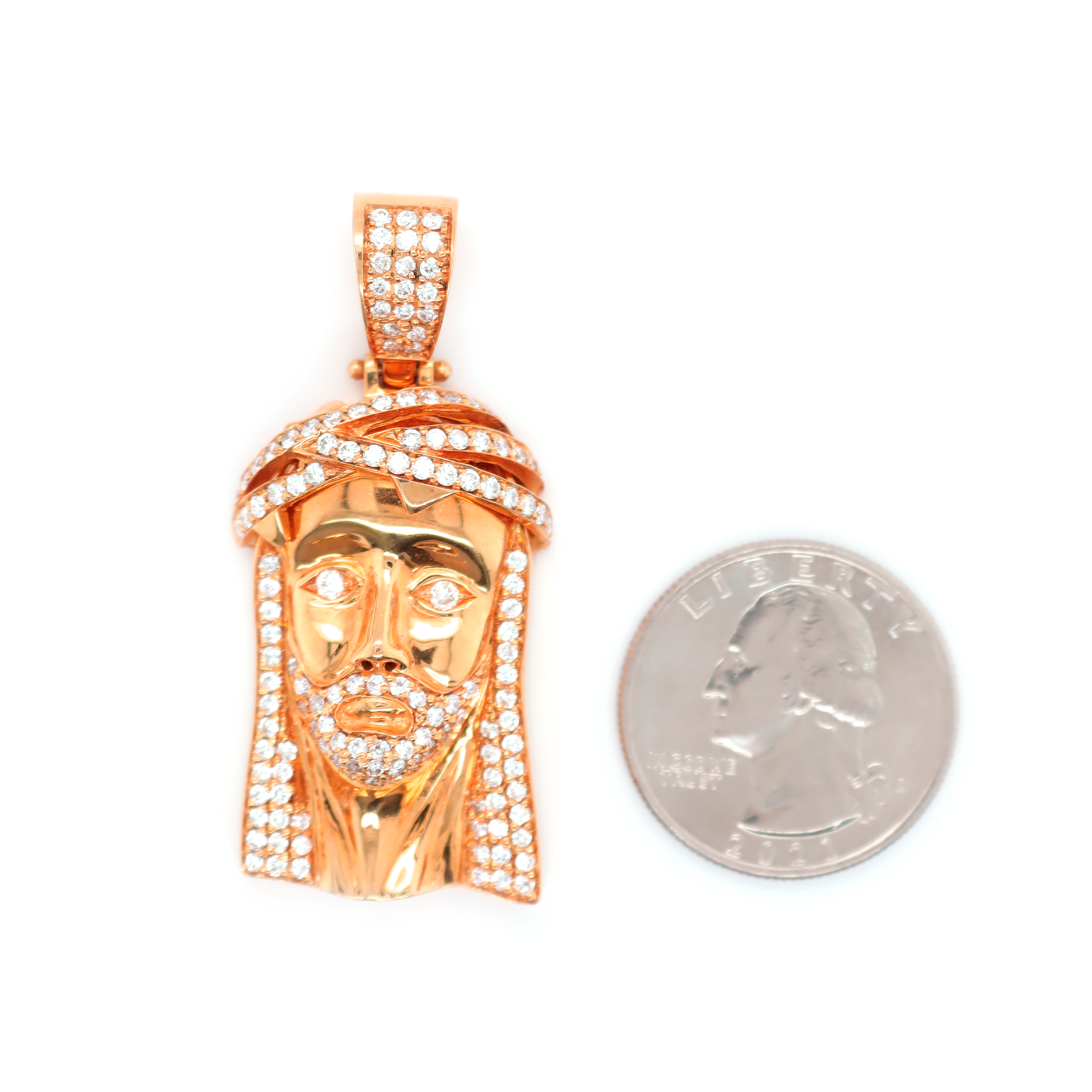 Medium Size Jesus Diamond Rose Gold Pendant 2.50 CT