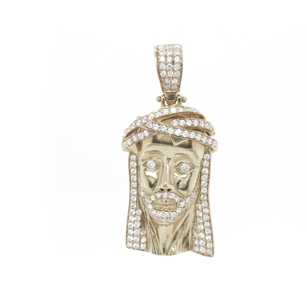 Medium Size Jesus Diamond White Gold Pendant 2.50 CT