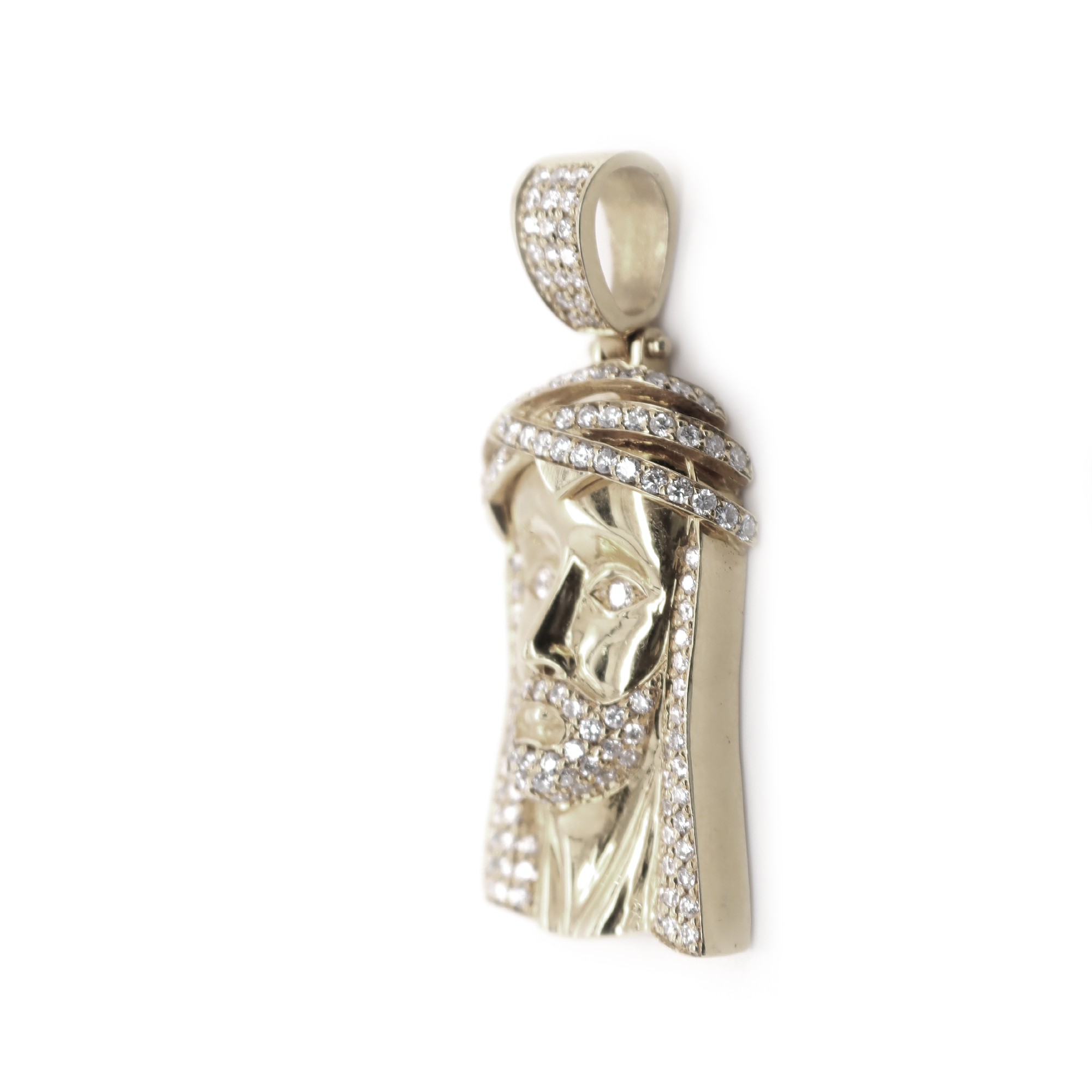 Medium Size Jesus Diamond White Gold Pendant 2.50 CT