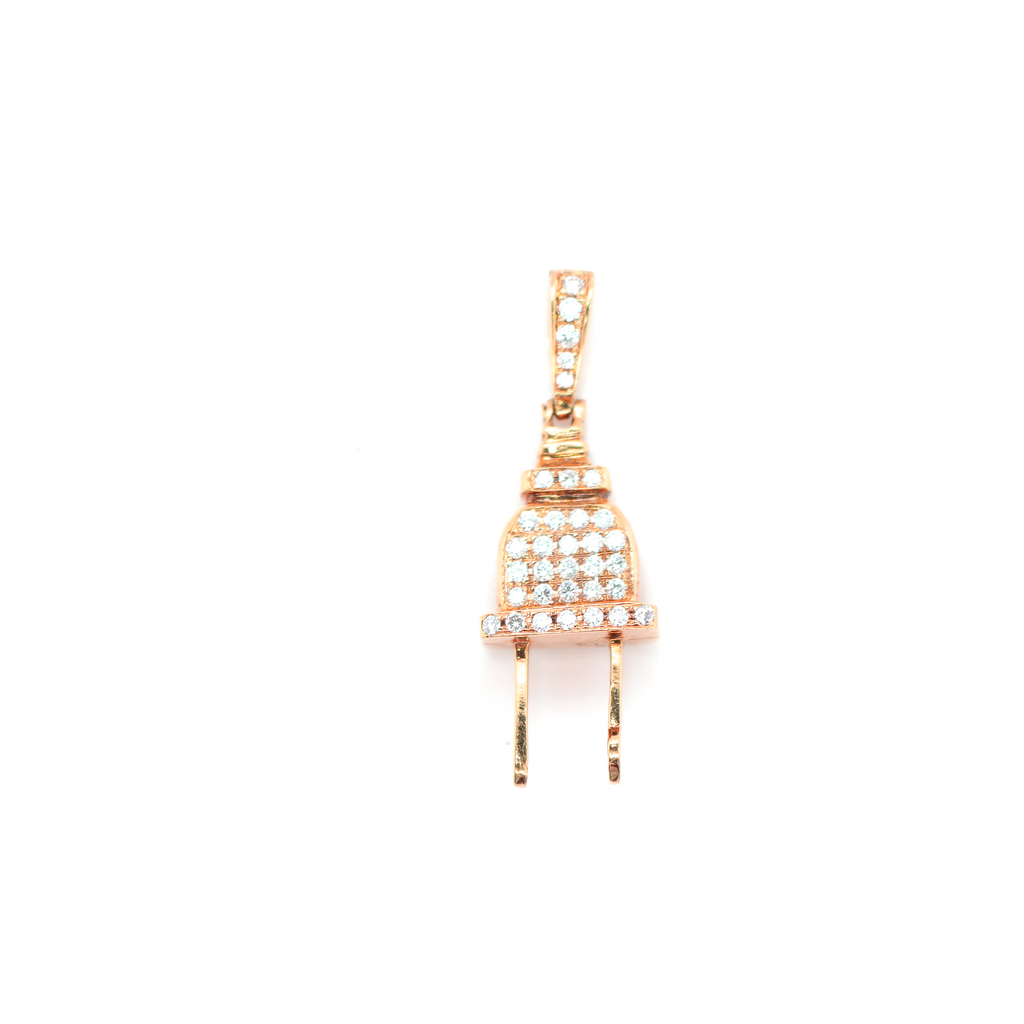 Small Plug Diamond Rose Gold Pendant 1.66 CT