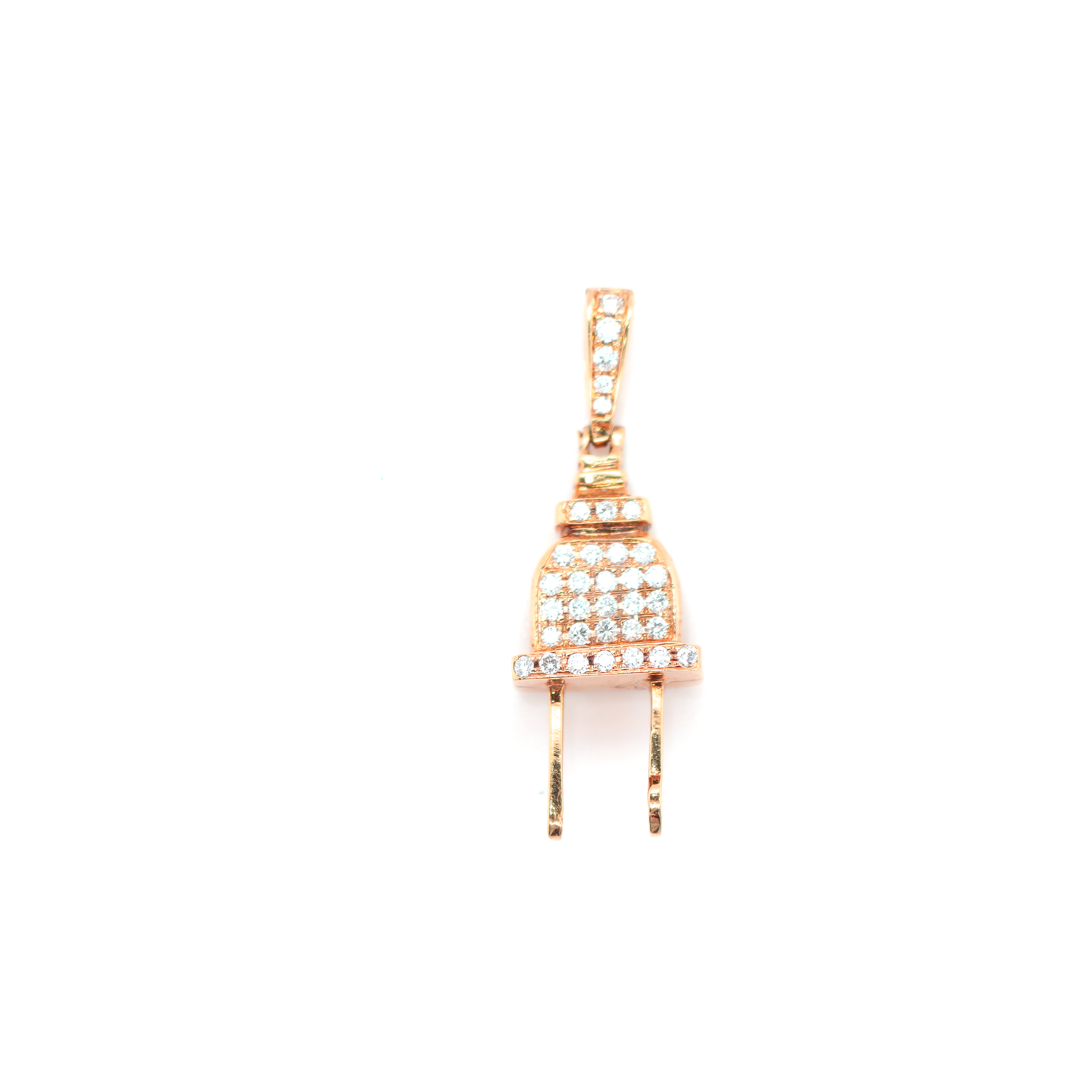 Small Plug Diamond Rose Gold Pendant 1.66 CT