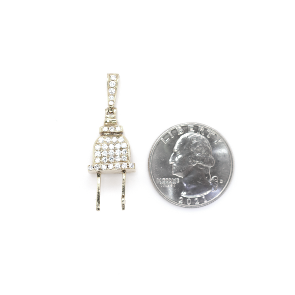 Small Plug Diamond White Gold Pendant 1.66 CT