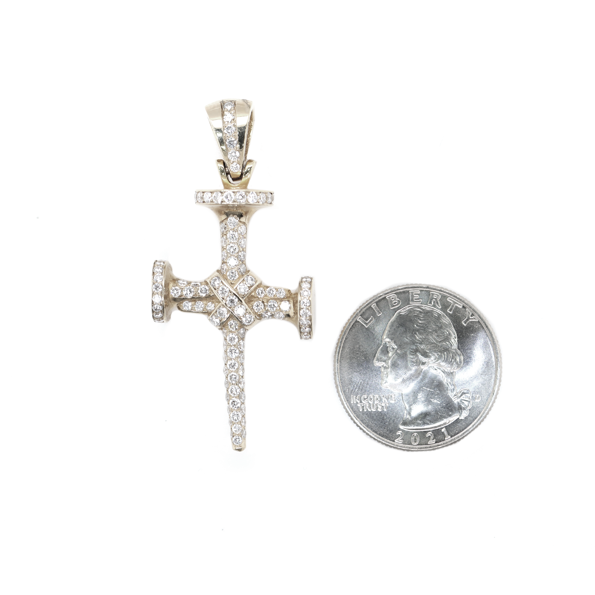 Nail Diamond White Gold Pendant 1.94 CT