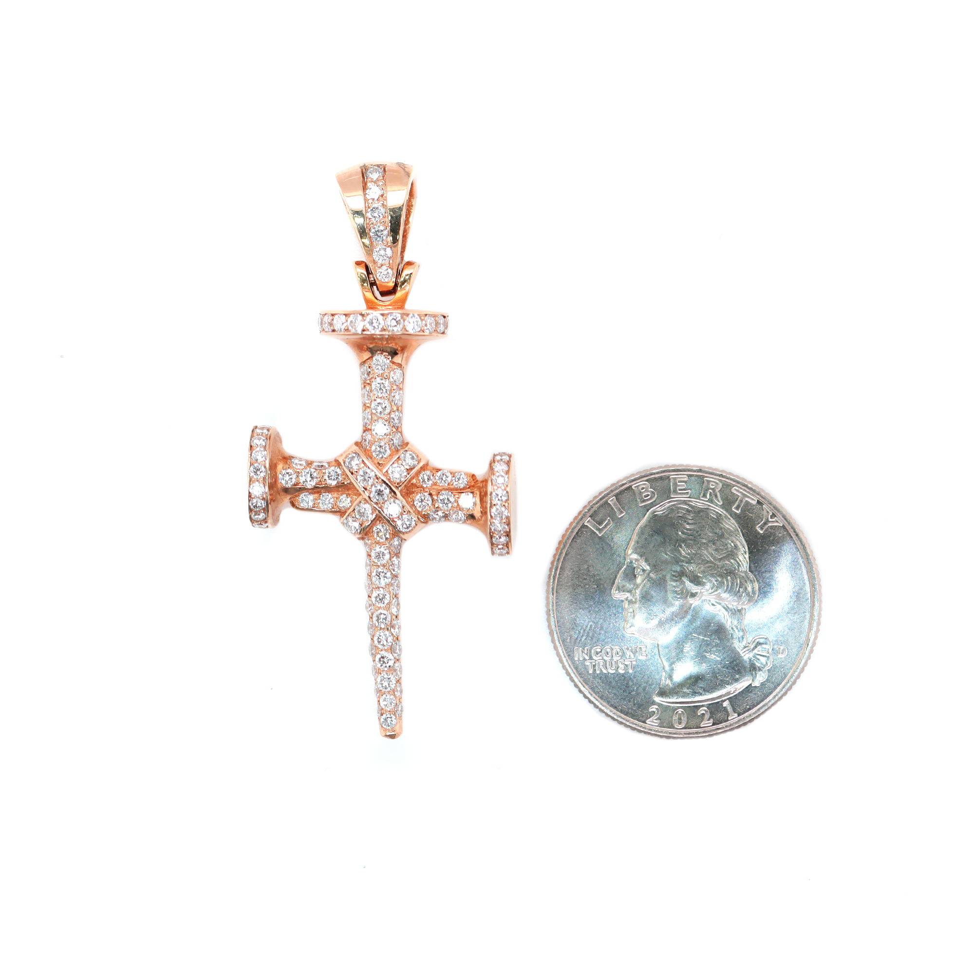 Nail Diamond Rose Gold Pendant 1.94 CT