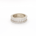3 Row Half Way Diamond White Gold Ring 2.58 CT