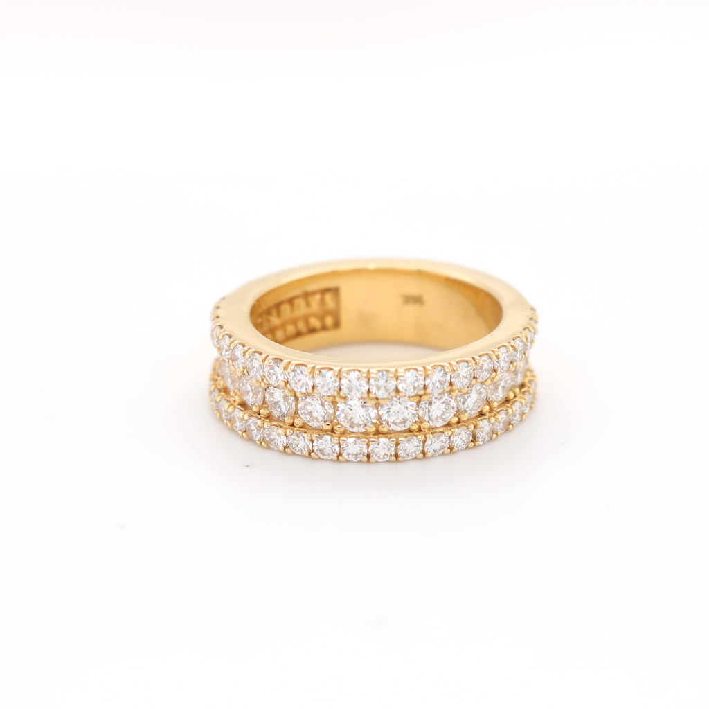 3 Row Half Way Diamond Ring 2.58 CT